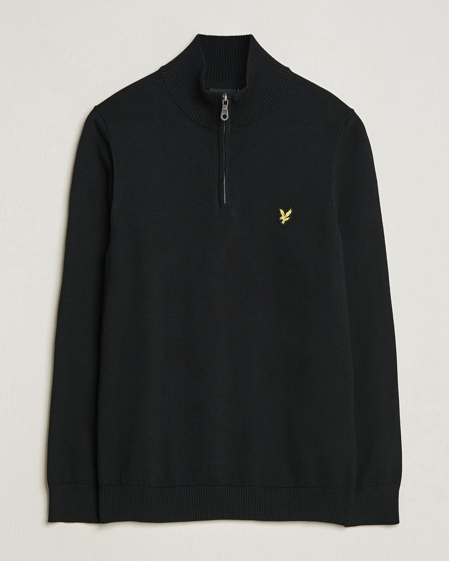 Herre | Trøjer | Lyle & Scott | Cotton Knitted Half Zip Jet Black