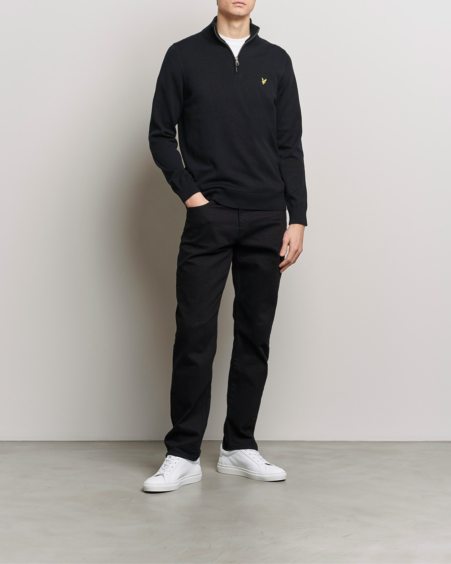 Herre | Trøjer | Lyle & Scott | Cotton Knitted Half Zip Jet Black