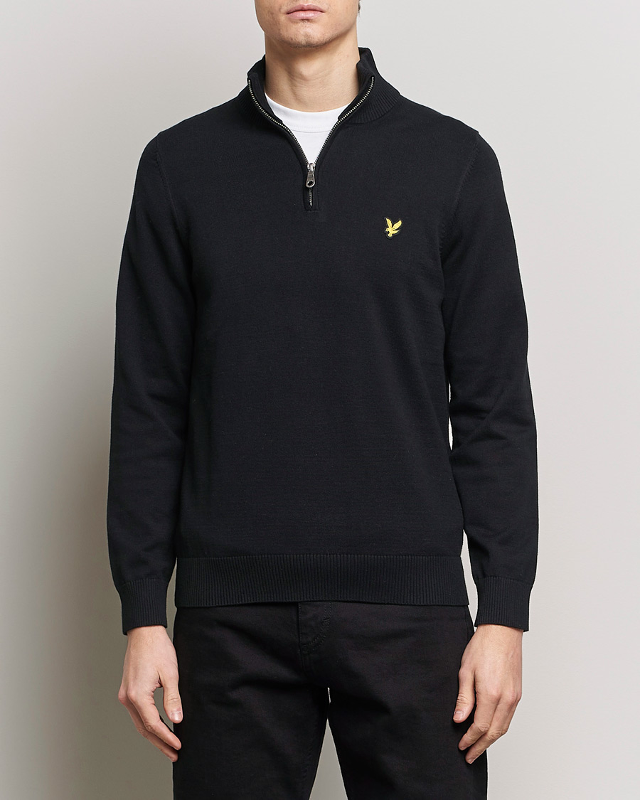 Herre | 20% udsalg | Lyle & Scott | Cotton Knitted Half Zip Jet Black