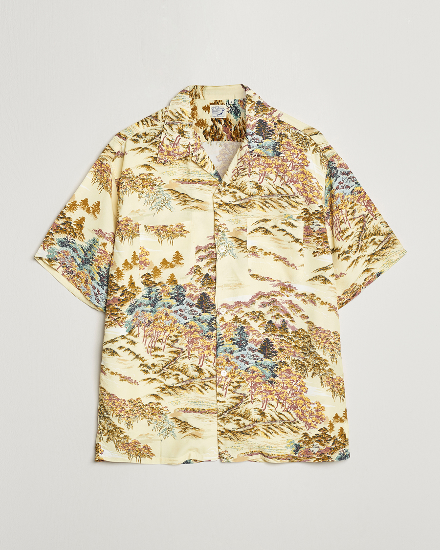 Herre | Skjorter | orSlow | Printed Rayon Camp Shirt Yellow