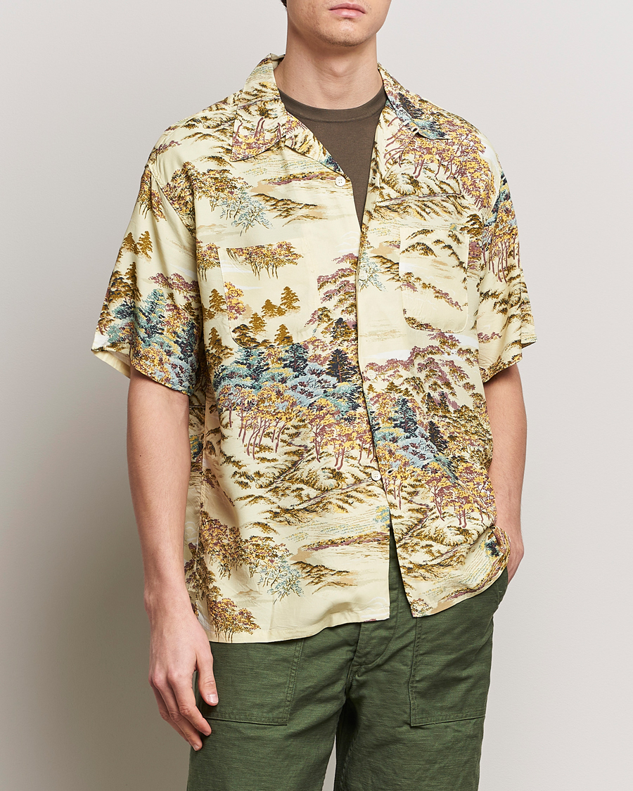 Herre | Skjorter | orSlow | Printed Rayon Camp Shirt Yellow