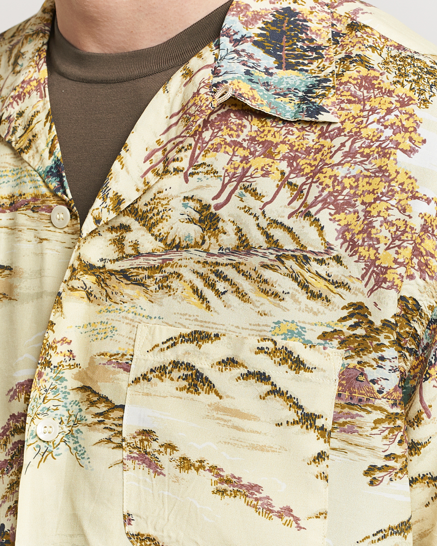 Herre | Skjorter | orSlow | Printed Rayon Camp Shirt Yellow