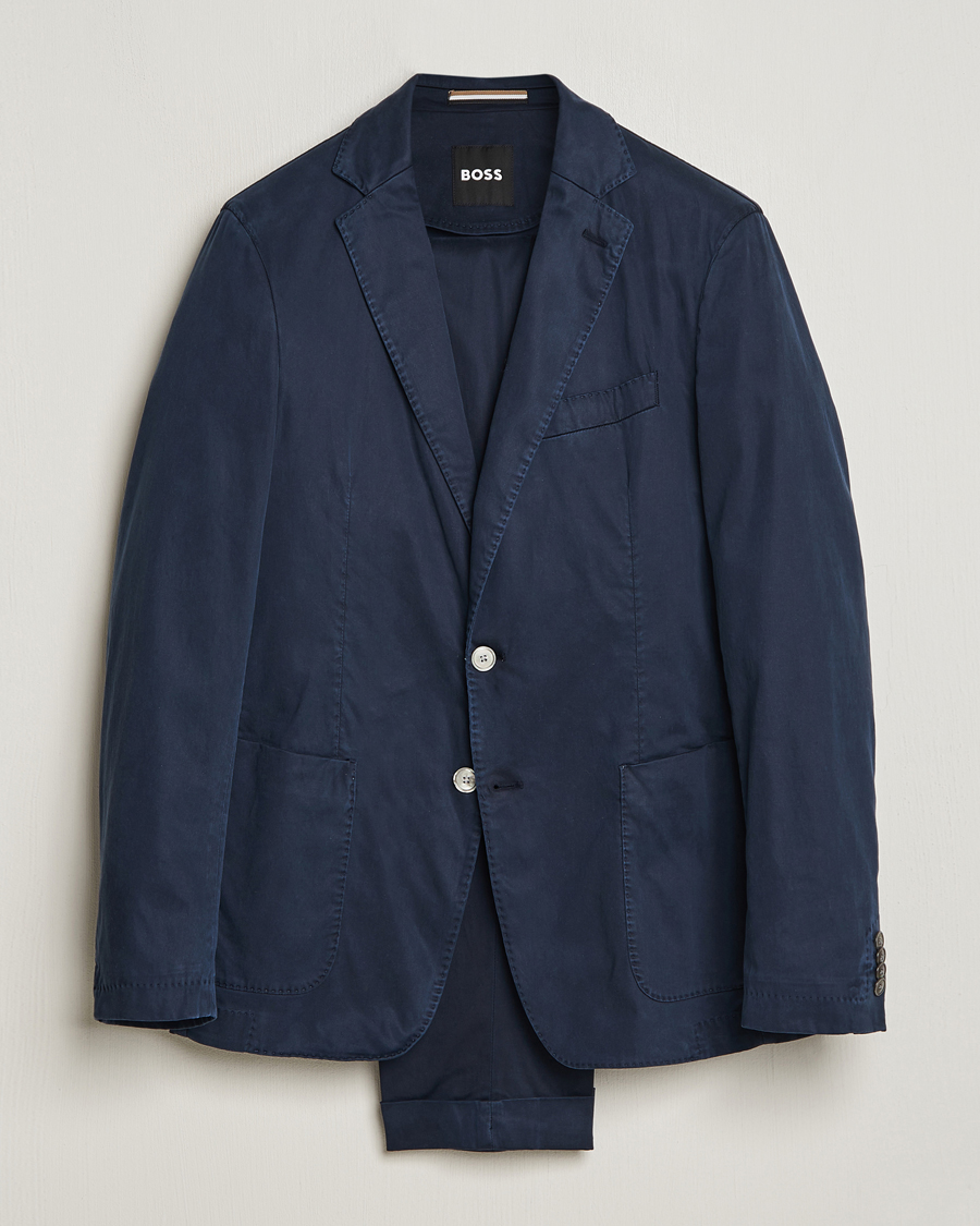 Herre | Jakkesæt | BOSS BLACK | Hanry Cotton Suit Dark Blue