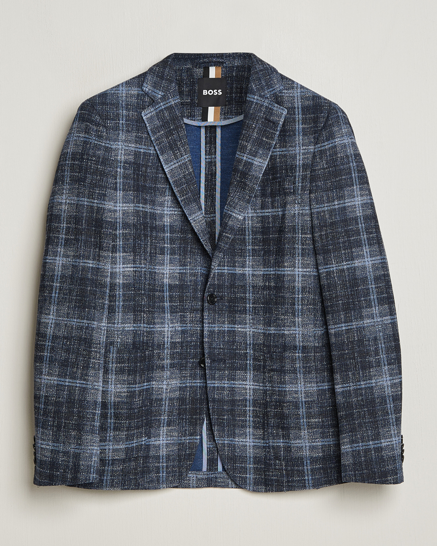 Herre | Blazere & jakker | BOSS BLACK | Hanry Checked Jersey Blazer Dark Blue