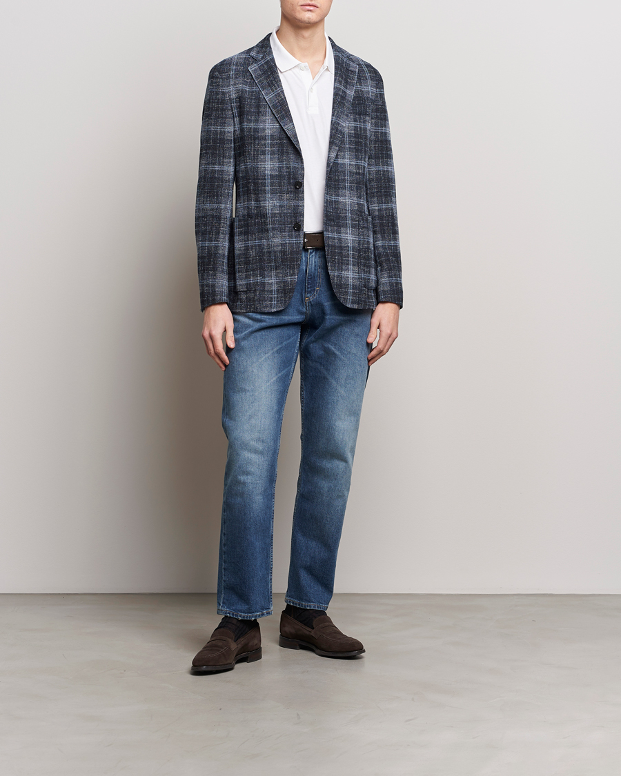 Herre | Blazere & jakker | BOSS BLACK | Hanry Checked Jersey Blazer Dark Blue