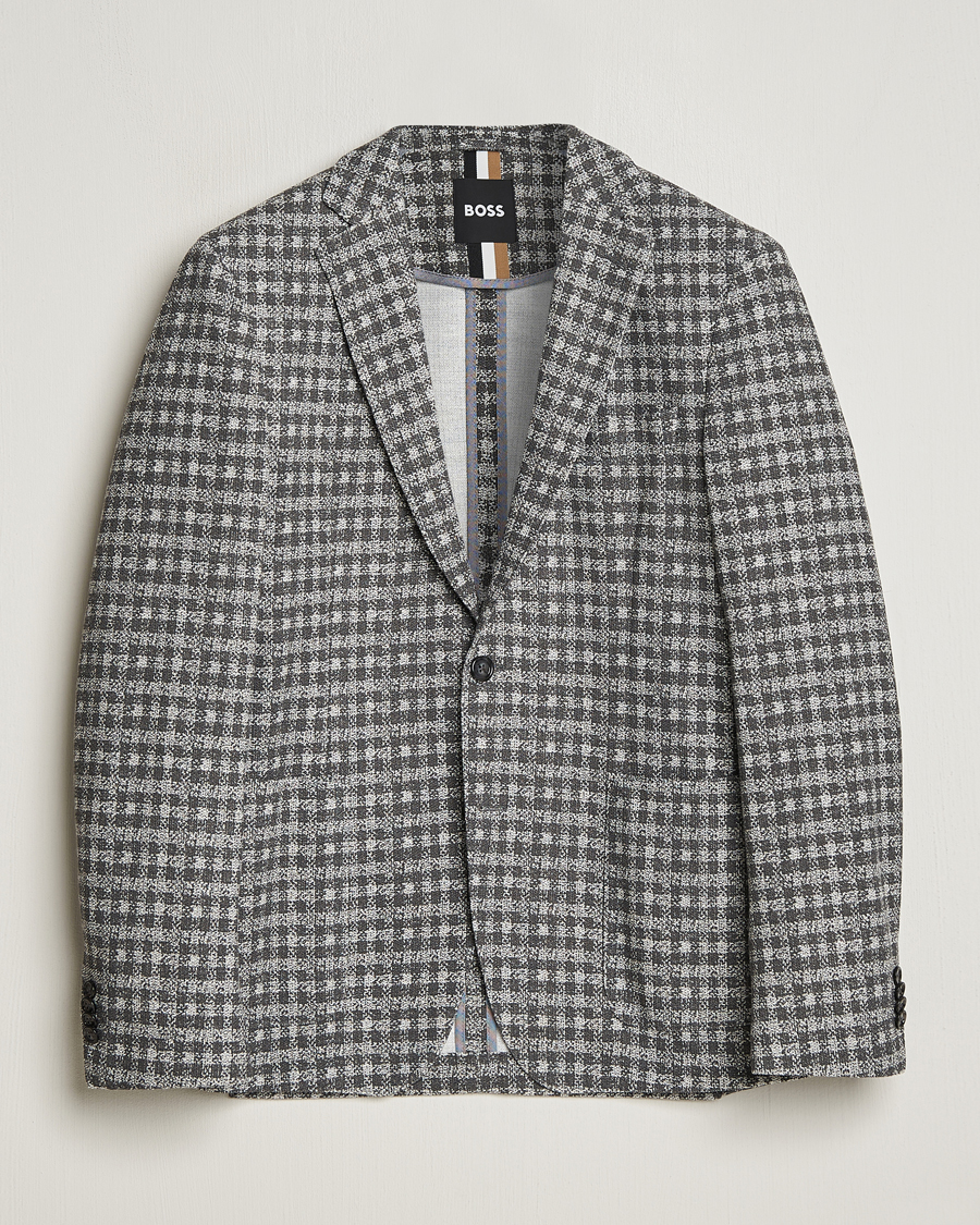 Herre | Blazere & jakker | BOSS BLACK | Hanry Checked Jersey Blazer Silver