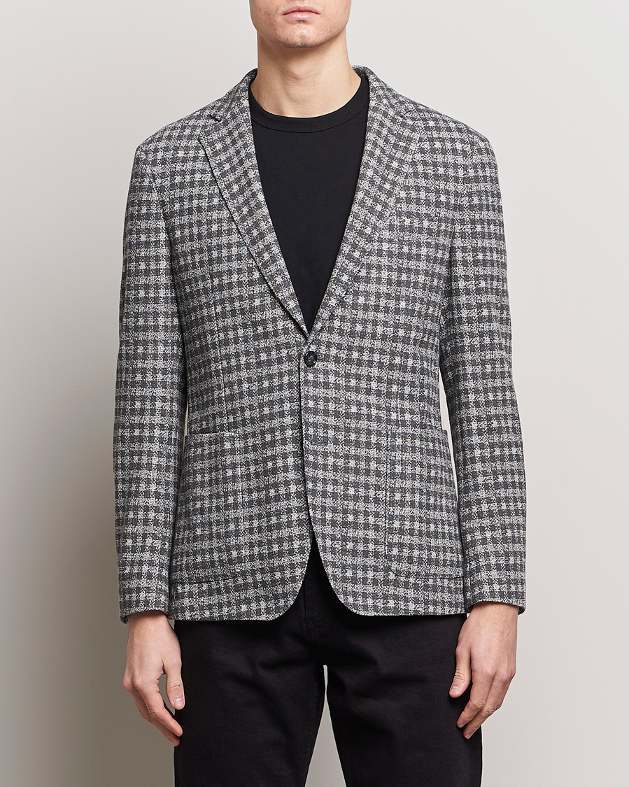 Herre | Tøj | BOSS BLACK | Hanry Checked Jersey Blazer Silver