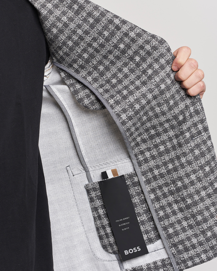 Herre | Blazere & jakker | BOSS BLACK | Hanry Checked Jersey Blazer Silver