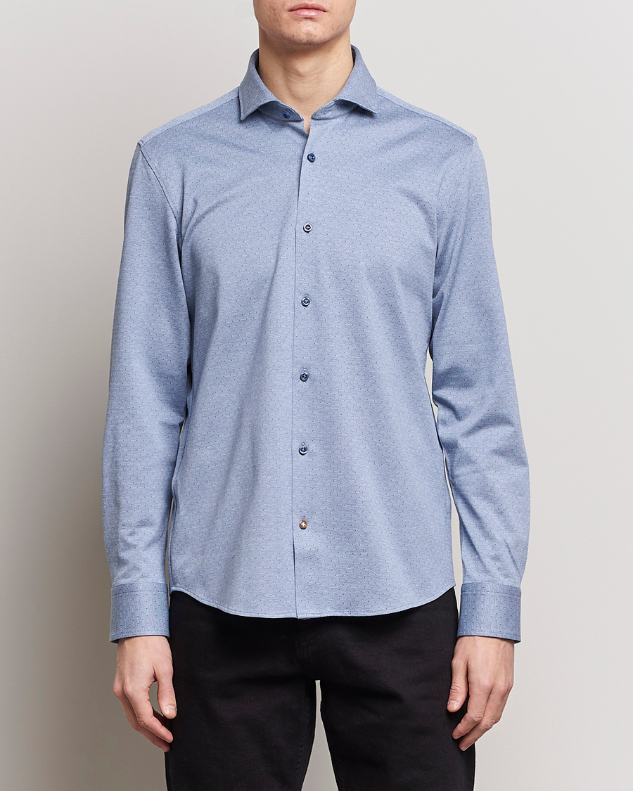 Herre | Klær | BOSS BLACK | Hal Cotton Jersey Shirt Open Blue