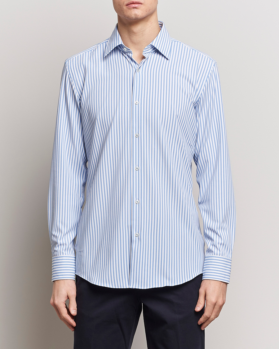 Herr | Lojalitetserbjudande | BOSS BLACK | Hank 4-Way Stretch Striped Shirt Light Blue