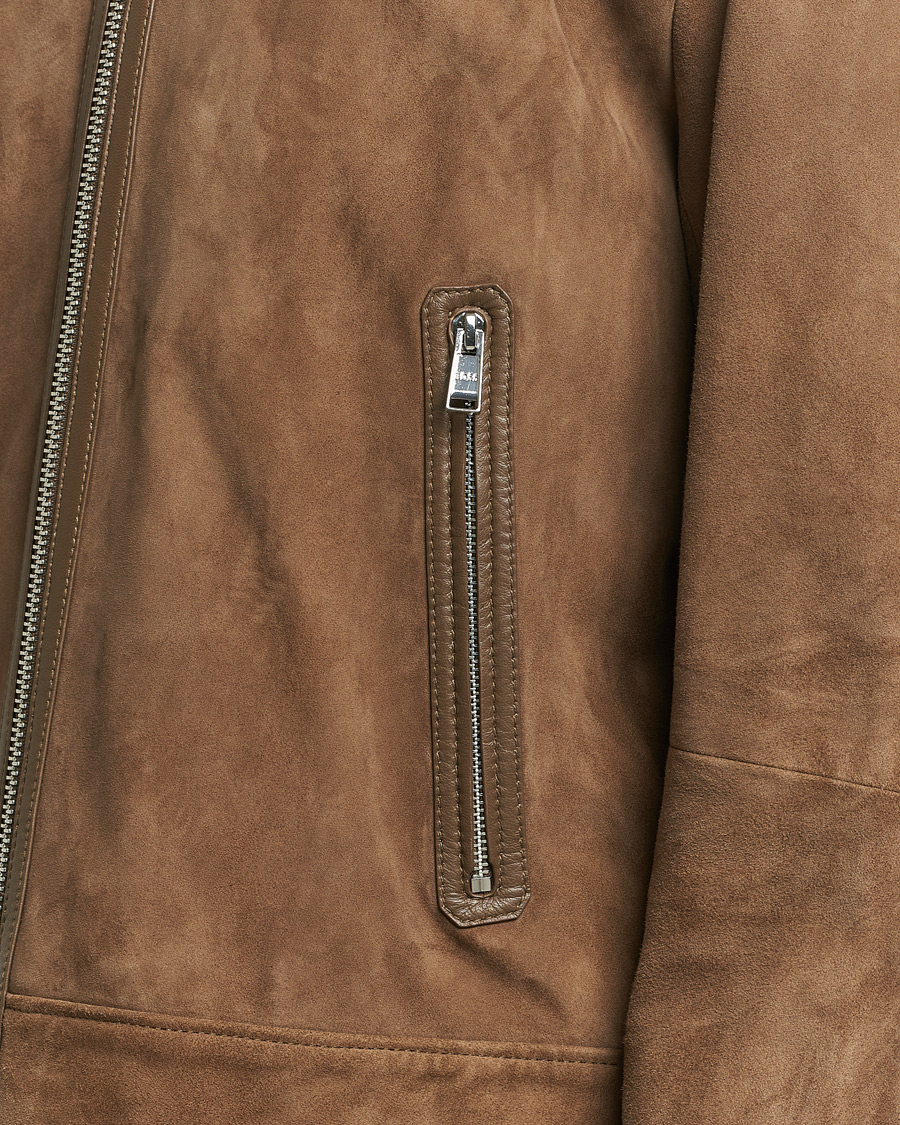 Herre | Jakker | BOSS BLACK | Malbano Leather Jacket Open Brown