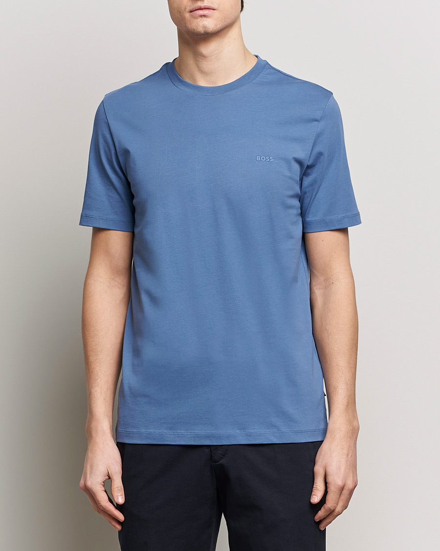 Herre | T-Shirts | BOSS BLACK | Thompson Crew Neck T-Shirt Open Blue