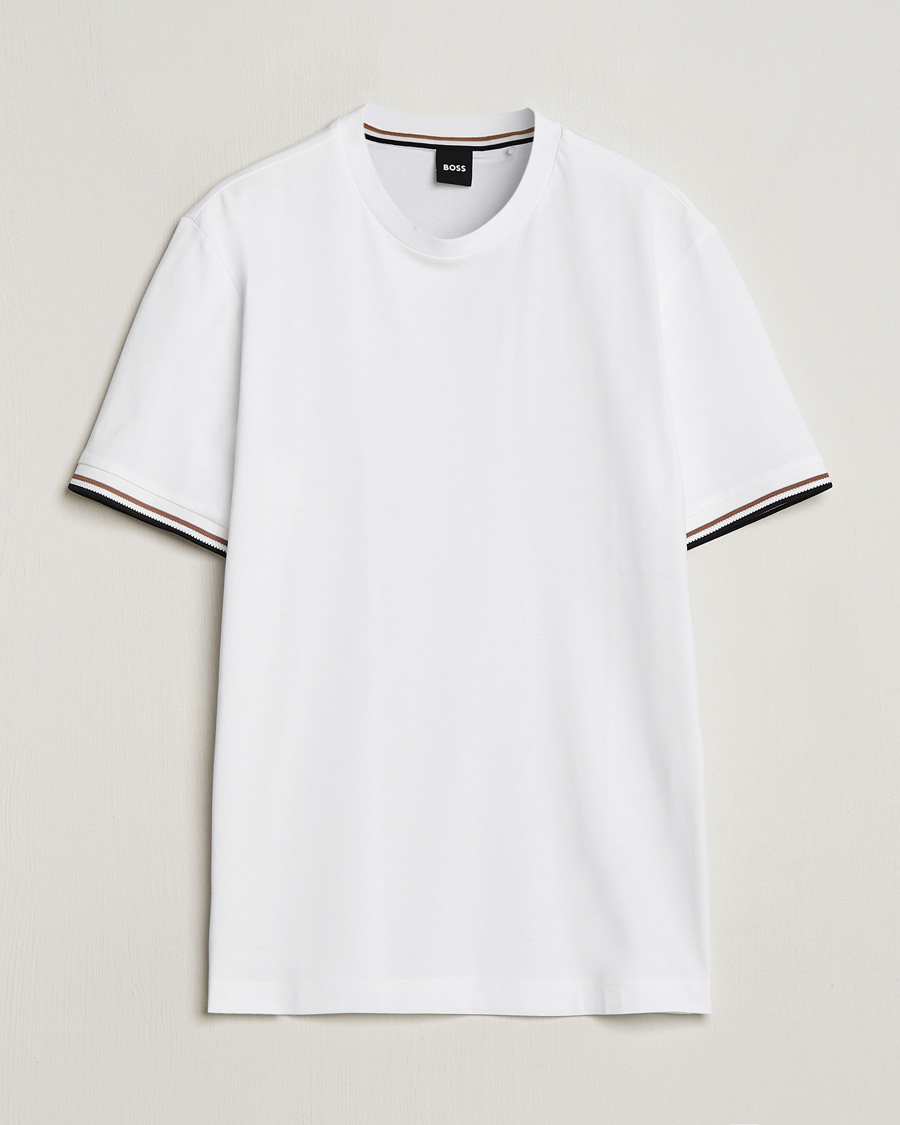 Herre | T-Shirts | BOSS BLACK | Thompson Tipped Crew Neck T-Shirt White