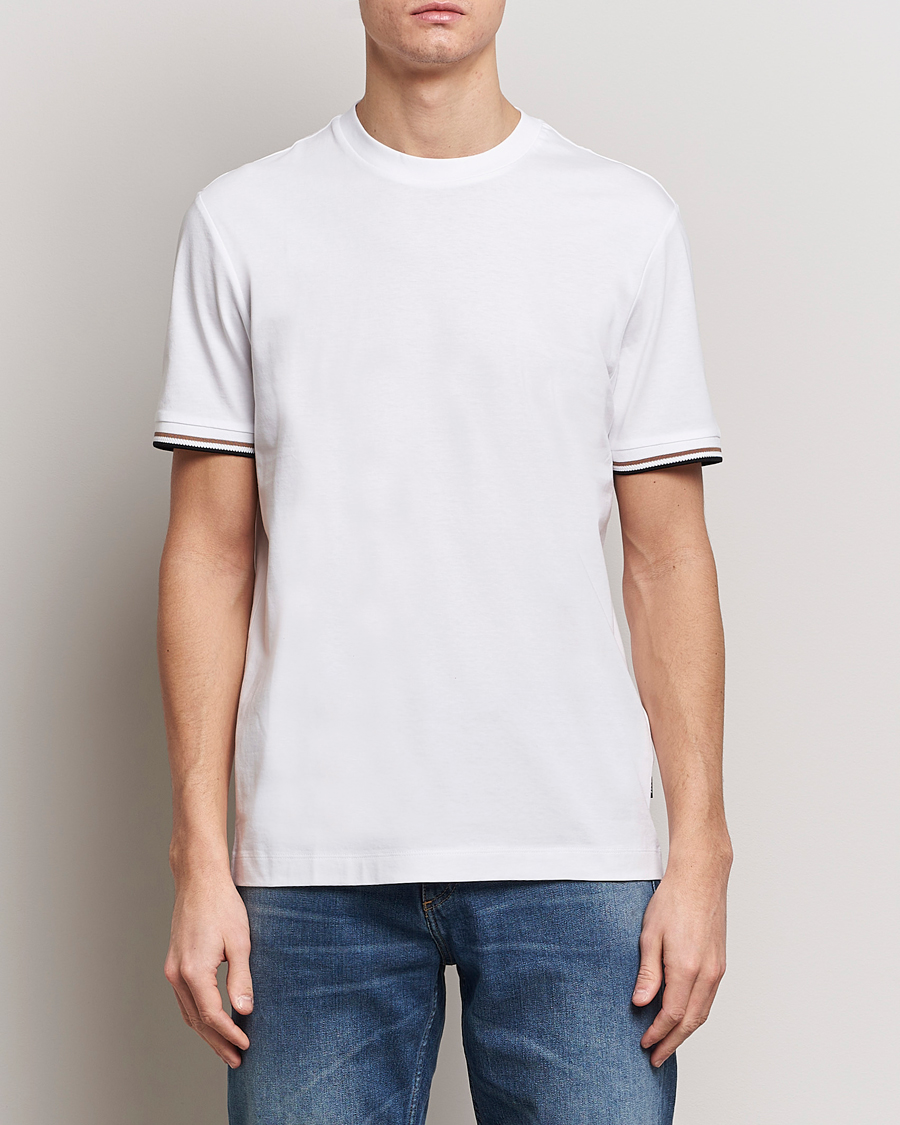 Herre | Hvite t-shirts | BOSS BLACK | Thompson Tipped Crew Neck T-Shirt White
