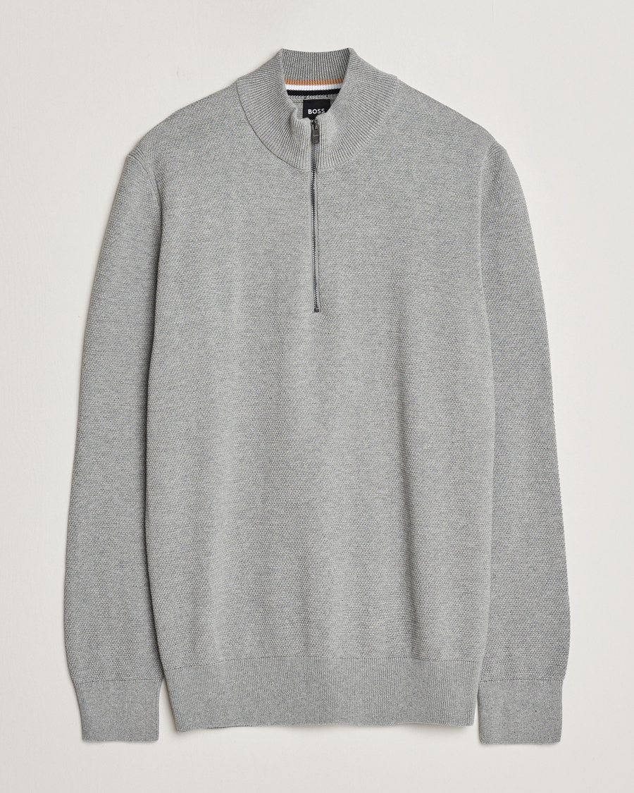 Herre | Trøjer | BOSS BLACK | Ebrando Knitted Half-Zip Silver