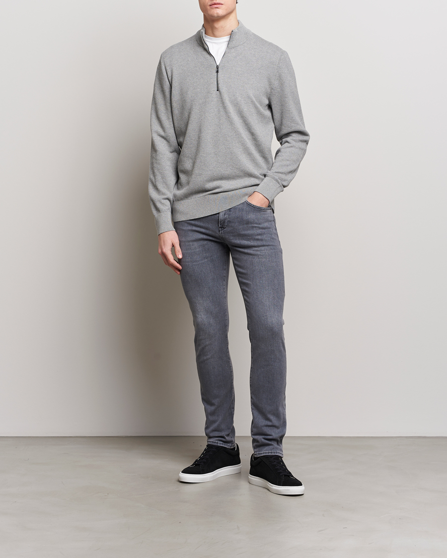 Herre | Trøjer | BOSS BLACK | Ebrando Knitted Half-Zip Silver