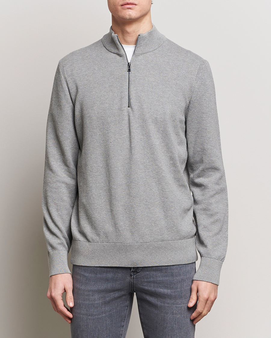 Herre | Business & Beyond | BOSS BLACK | Ebrando Knitted Half-Zip Silver