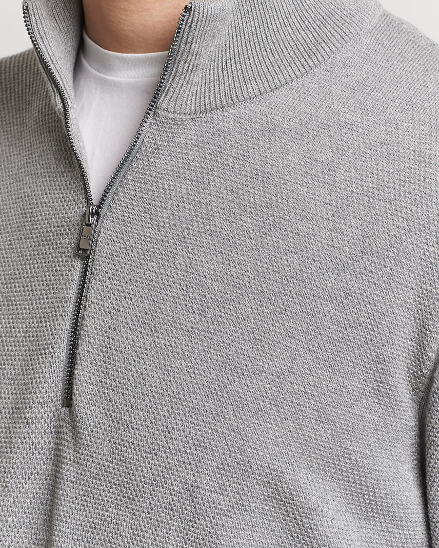 Herre | Trøjer | BOSS BLACK | Ebrando Knitted Half-Zip Silver