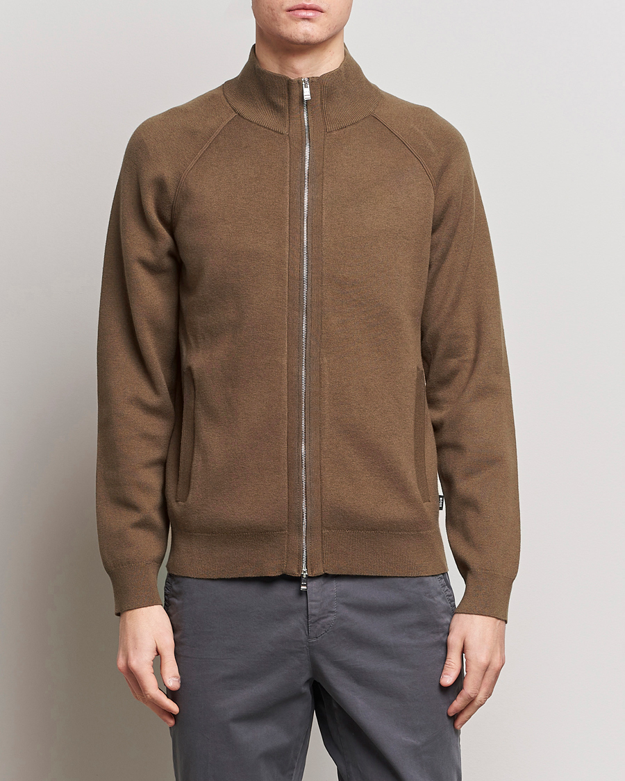 Herre | Full-zip | BOSS BLACK | Perrone Knitted Full-Zip Open Brown