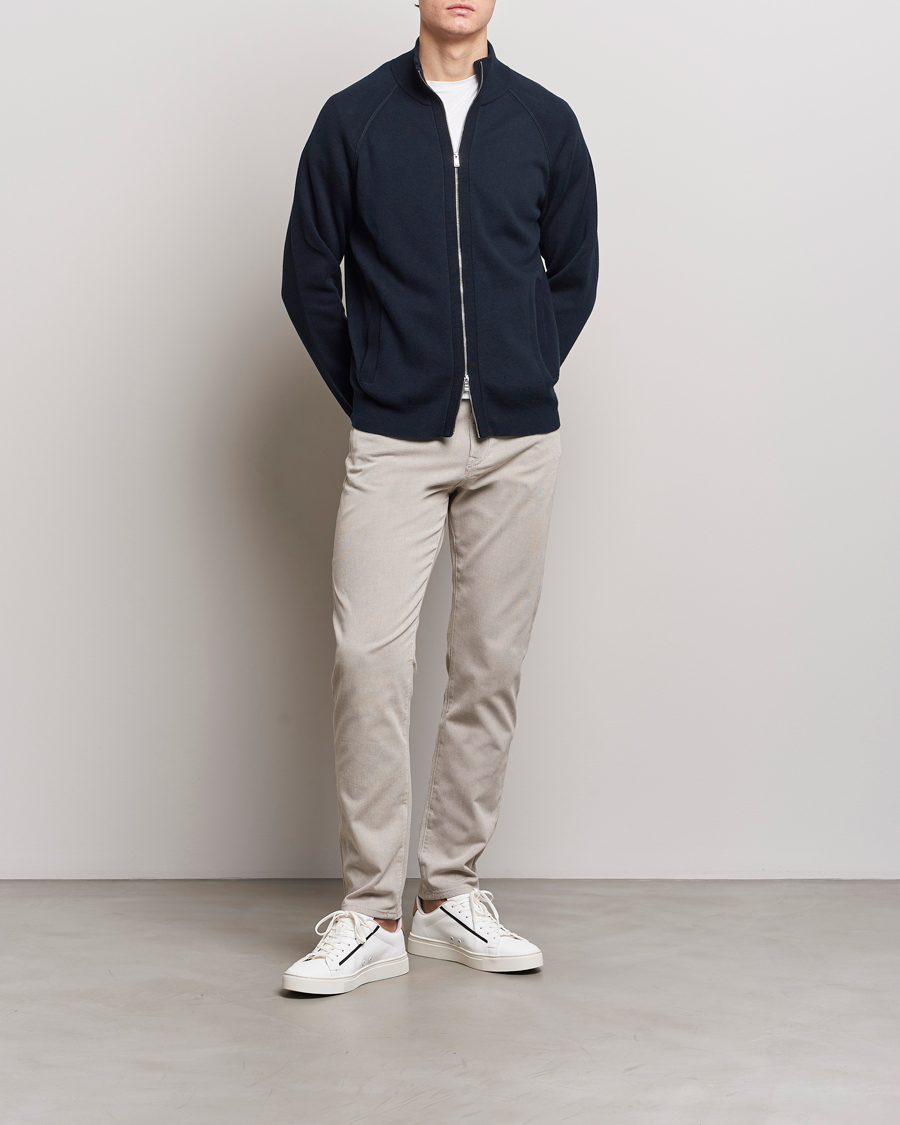 Herre | Trøjer | BOSS BLACK | Perrone Knitted Full-Zip Dark Blue