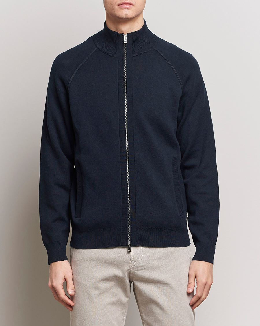 Herre | Full-zip | BOSS BLACK | Perrone Knitted Full-Zip Dark Blue