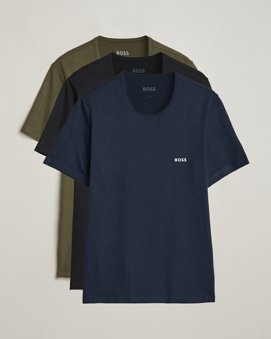 Herre |  | BOSS BLACK | 3-Pack Crew Neck T-Shirt Black/Blue/Green