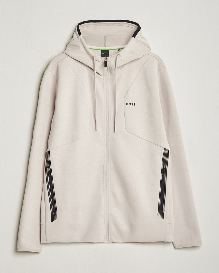 Herre |  | BOSS GREEN | Saggy Full-Zip Hoodie Light Beige