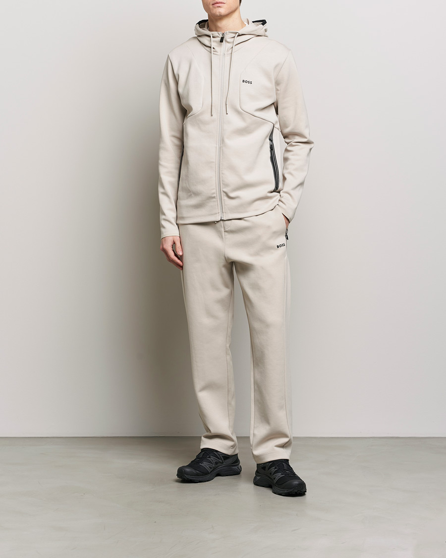 Herre | Trøjer | BOSS GREEN | Saggy Full-Zip Hoodie Light Beige