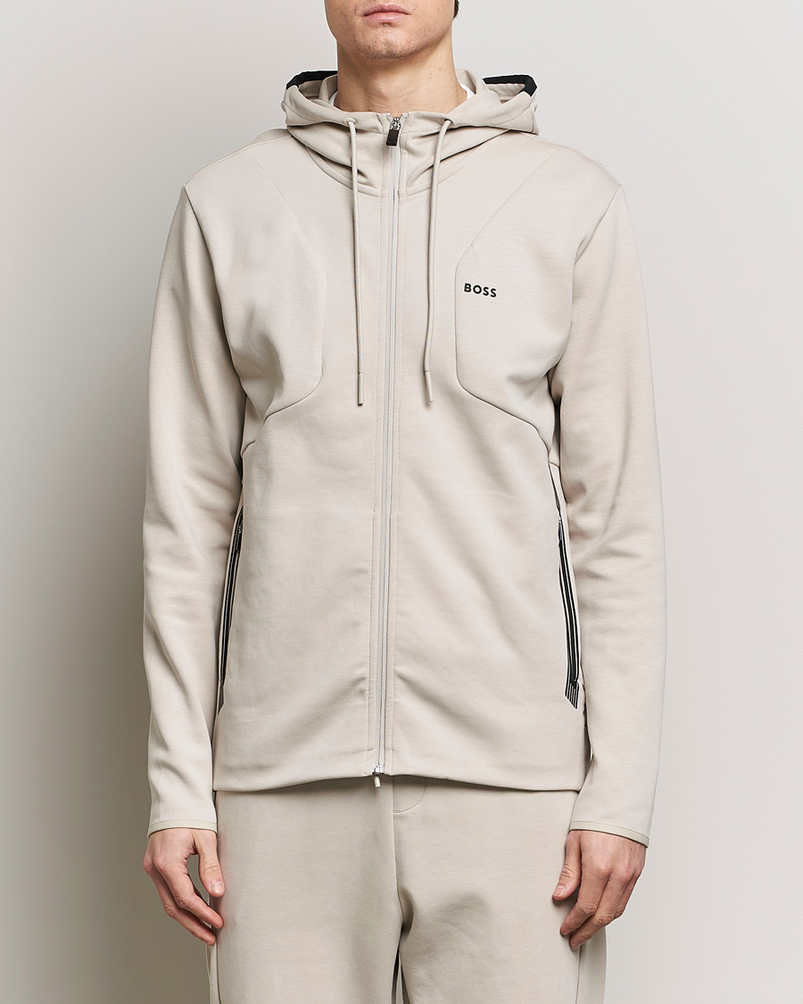 Herre | Full-zip | BOSS GREEN | Saggy Full-Zip Hoodie Light Beige