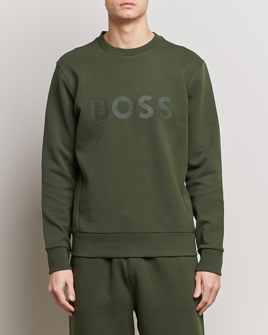 Herre | BOSS GREEN | BOSS GREEN | Salbo Logo Sweatshirt Open Green