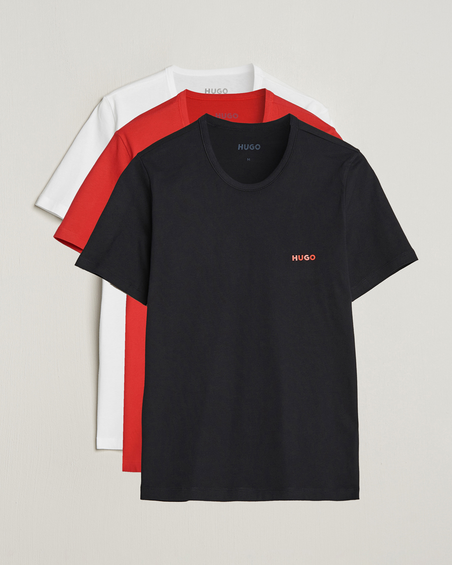 Herre | T-Shirts | HUGO | 3-Pack Logo Crew Neck T-Shirt Black/Red/White