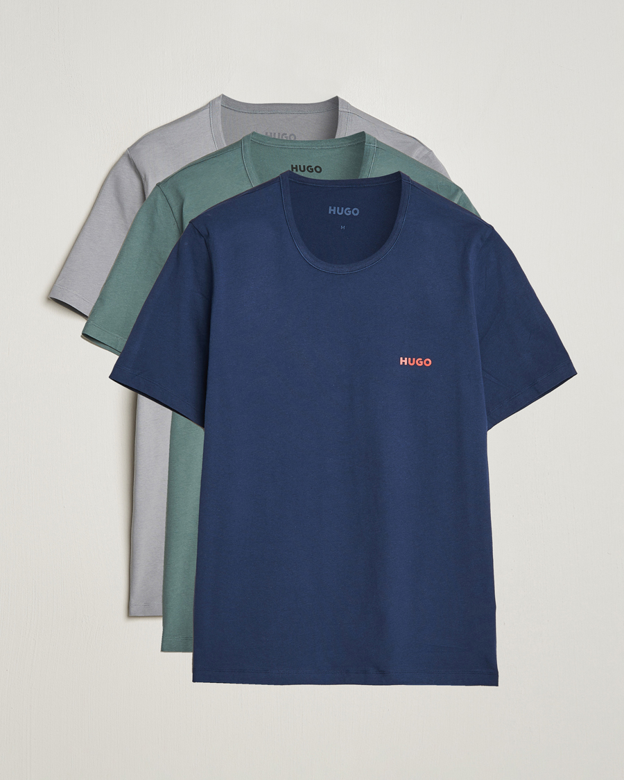 Herre |  | HUGO | 3-Pack Logo Crew Neck T-Shirt Green/Navy/Grey