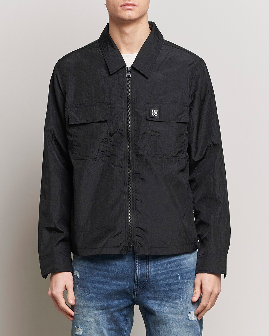 Herre | Shirt Jackets | HUGO | Emalo Full-Zip Overshirt Black