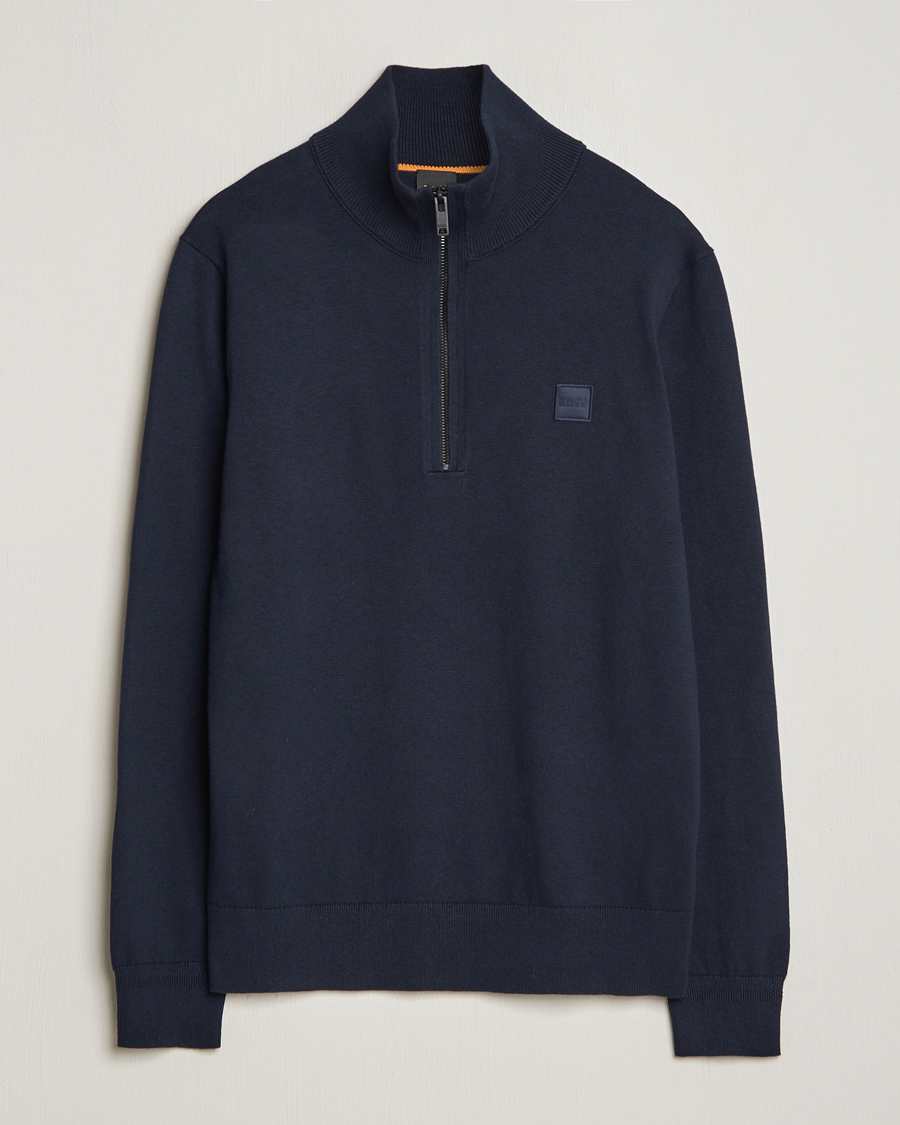 Herre |  | BOSS ORANGE | Kanobix Knitted Half-Zip Dark Blue