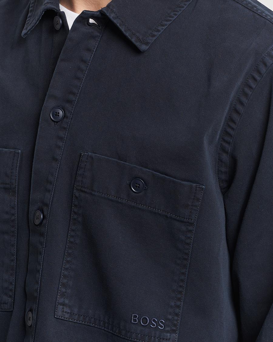 Herre | Skjorter | BOSS ORANGE | Locky Cotton Overshirt Dark Blue