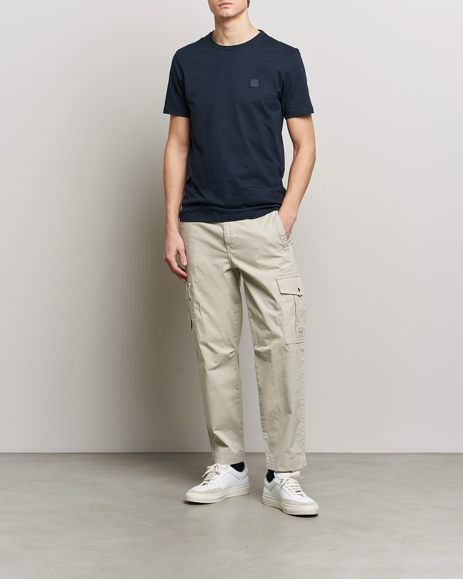 Herre | T-Shirts | BOSS ORANGE | Tales Logo Crew Neck T-Shirt Dark Blue