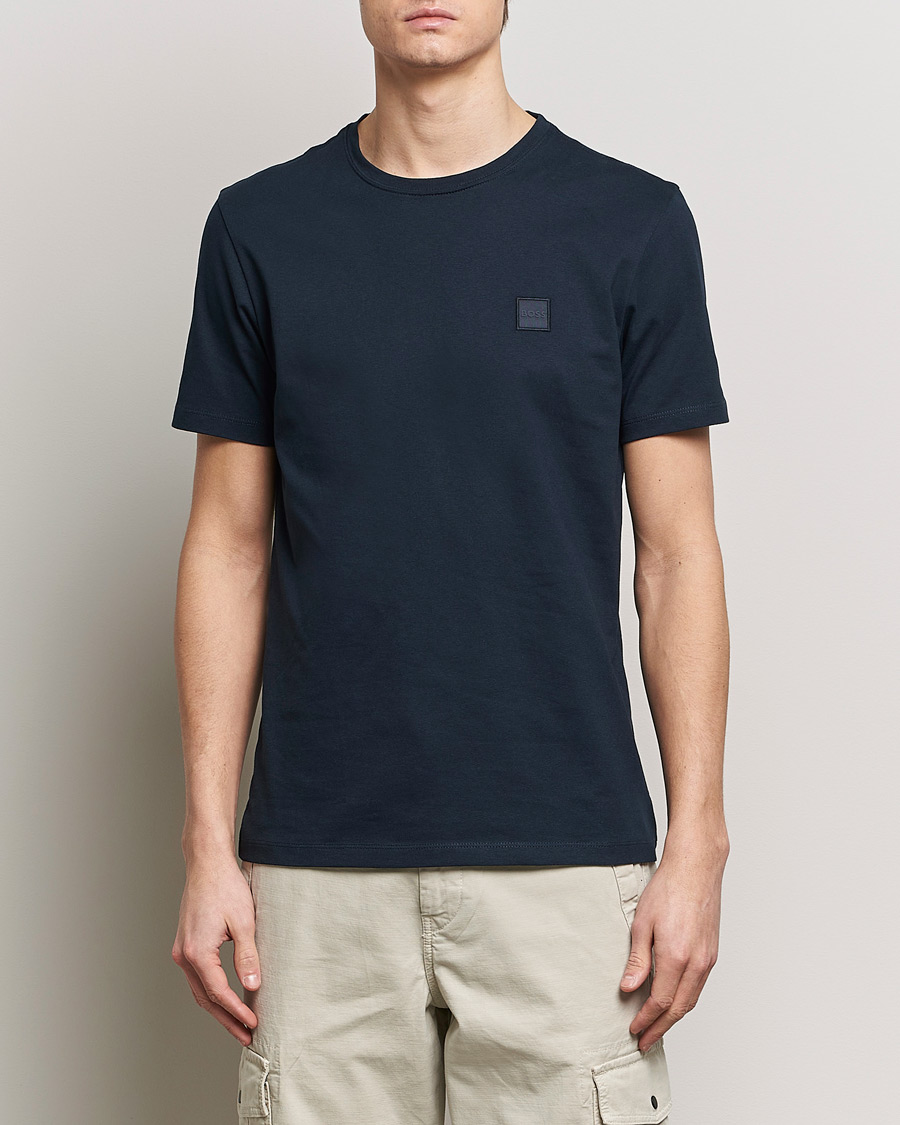 Men | BOSS ORANGE | BOSS ORANGE | Tales Logo Crew Neck T-Shirt Dark Blue