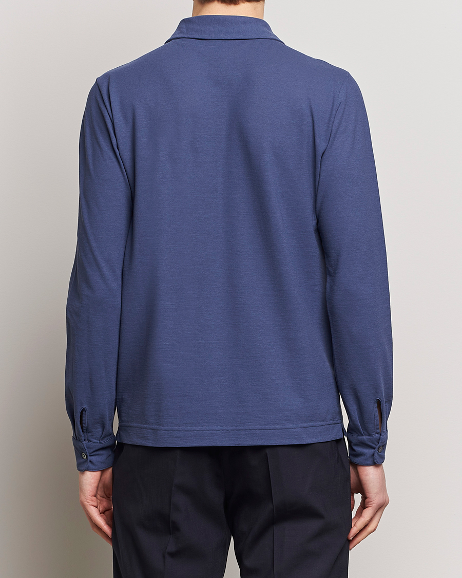 Herre | Trøjer | Zanone | Ice Cotton Long Sleeve Polo Steel Blue