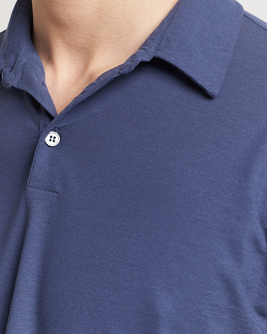 Herre | Trøjer | Zanone | Ice Cotton Long Sleeve Polo Steel Blue