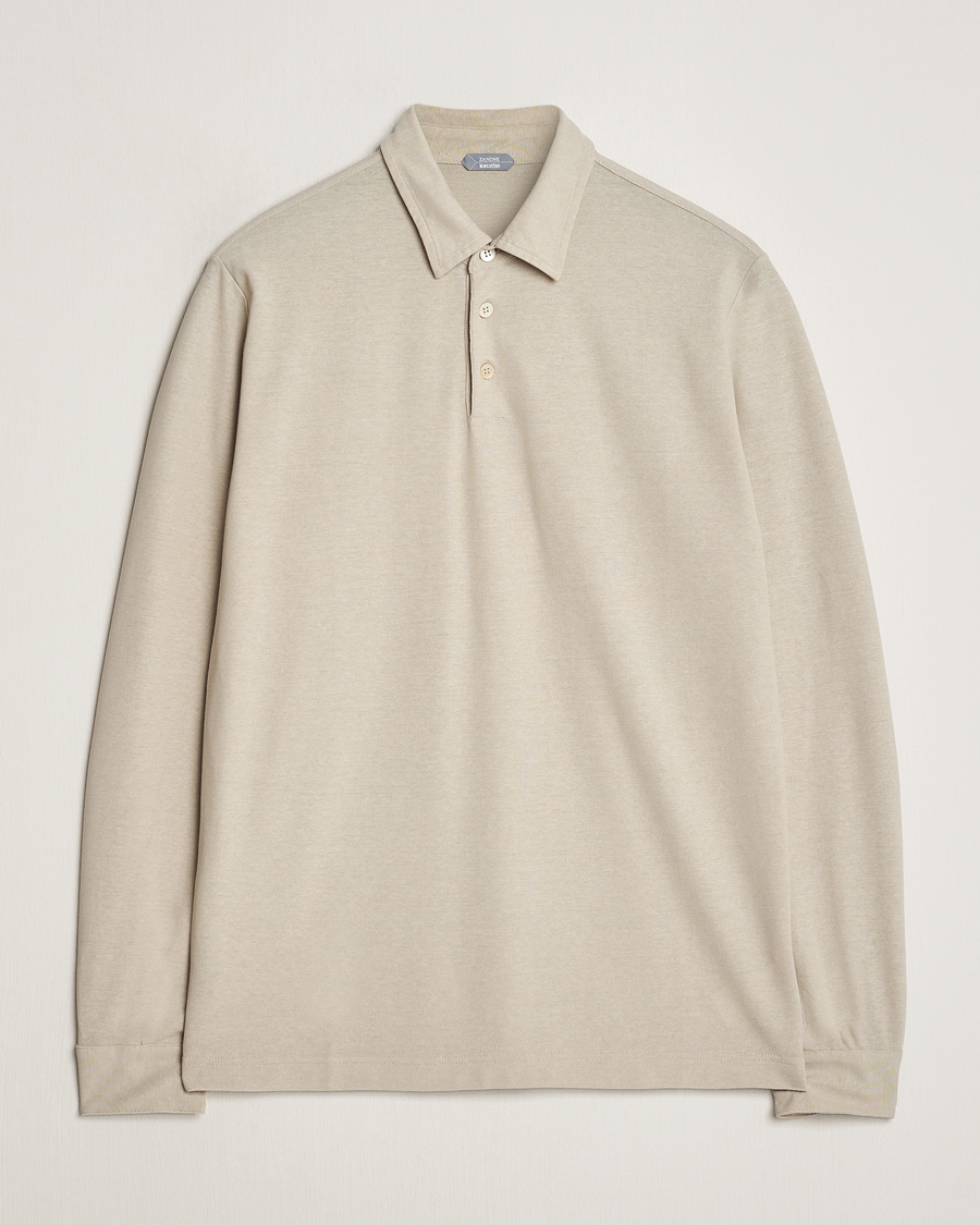 Herre | Trøjer | Zanone | Ice Cotton Long Sleeve Polo Beige