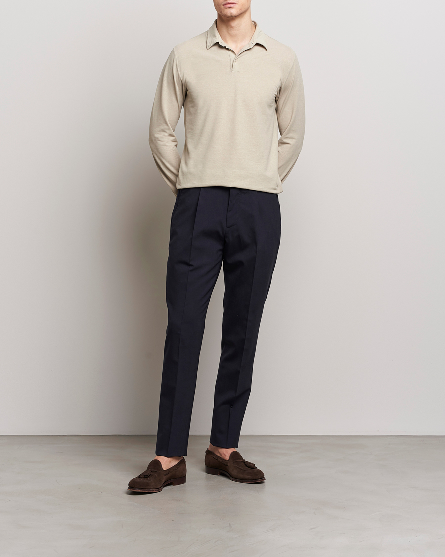 Herre | Trøjer | Zanone | Ice Cotton Long Sleeve Polo Beige