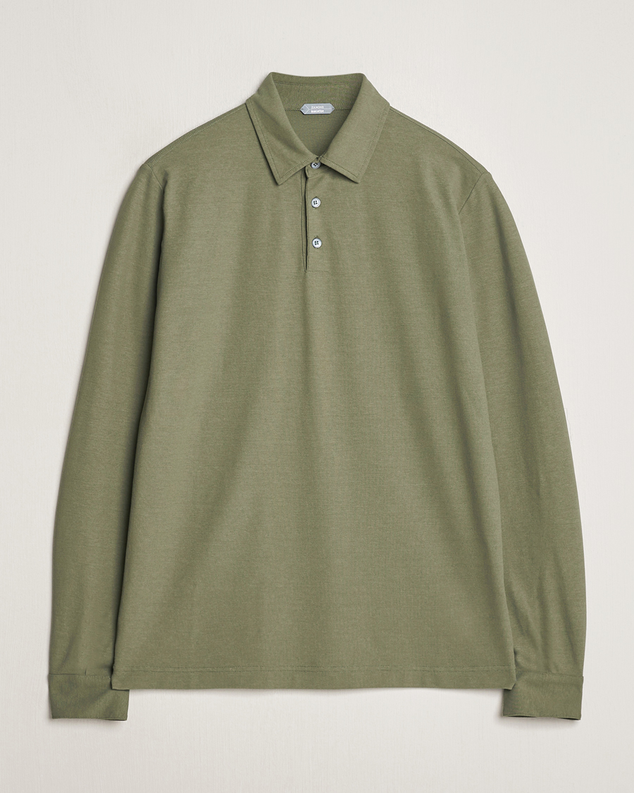 Herre | Trøjer | Zanone | Ice Cotton Long Sleeve Polo Olive