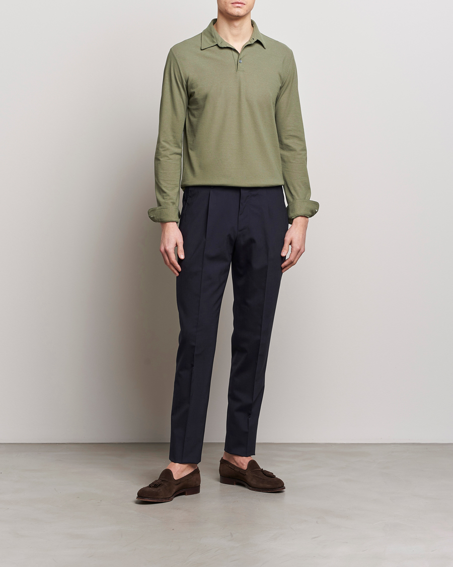Herre | Trøjer | Zanone | Ice Cotton Long Sleeve Polo Olive