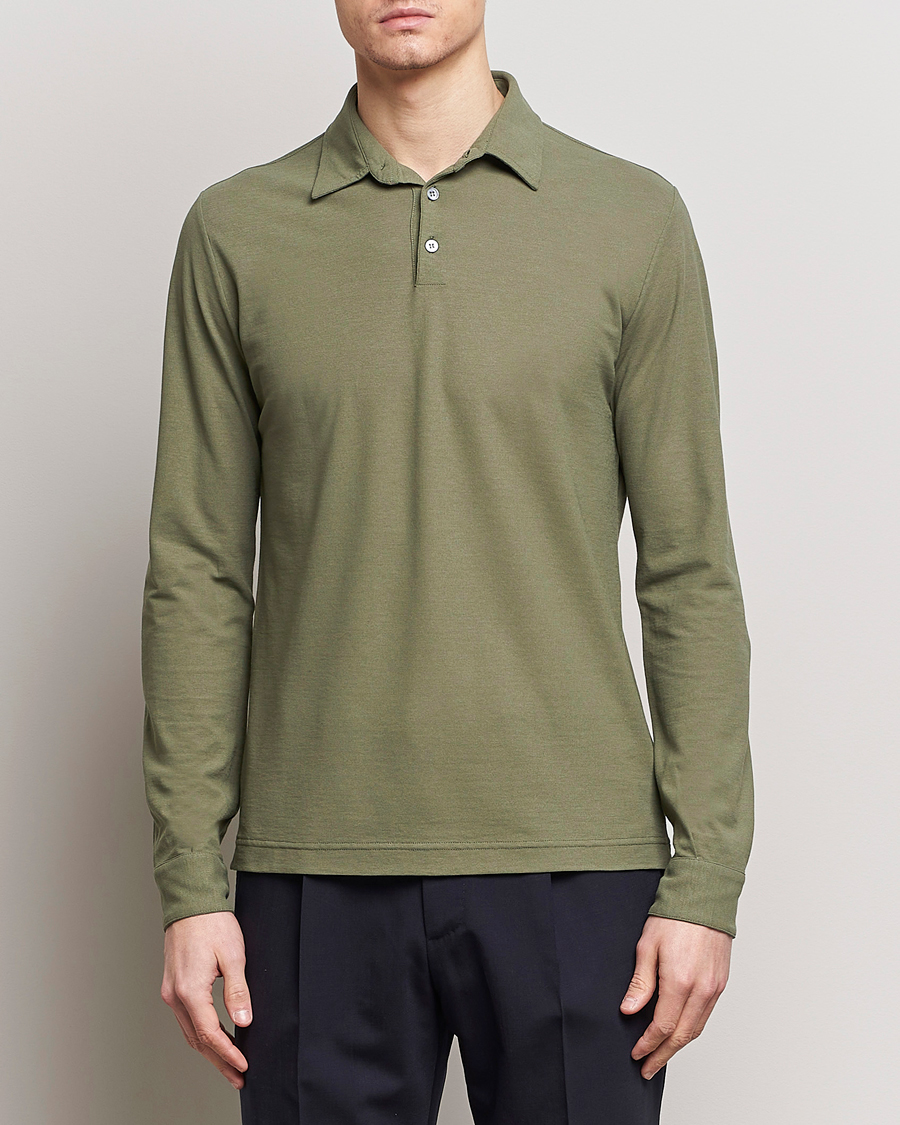 Herre | Italian Department | Zanone | Ice Cotton Long Sleeve Polo Olive