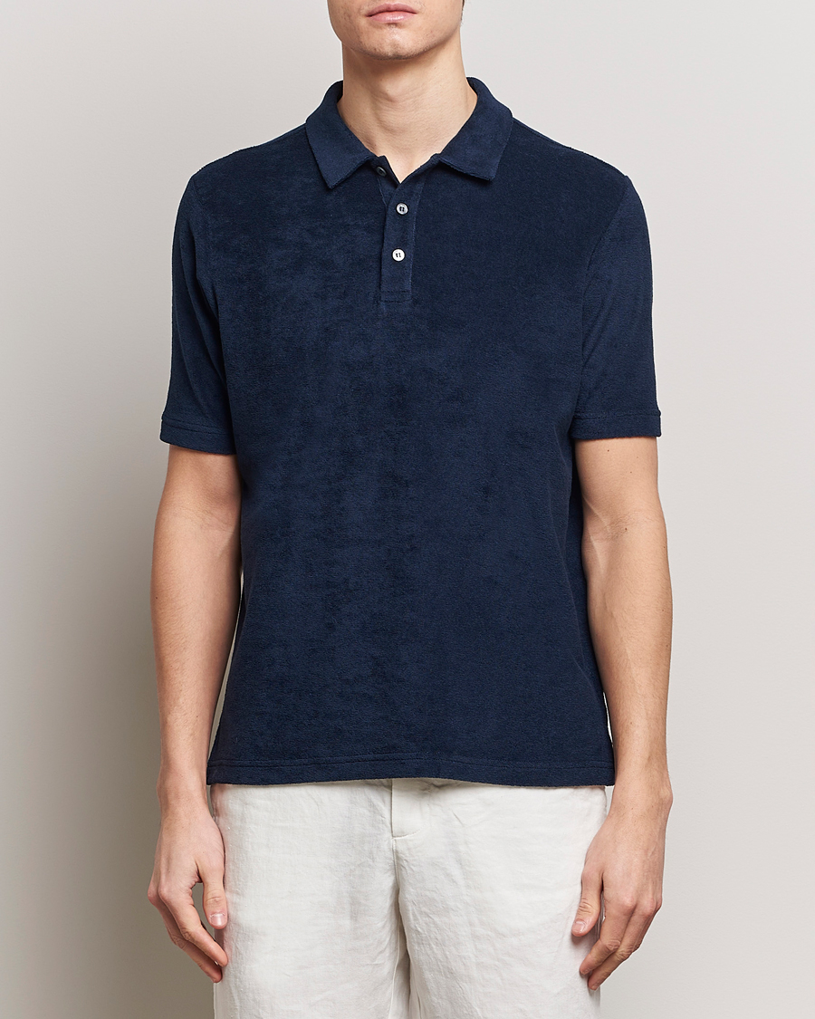 Herre | Tøj | Zanone | Terry Cotton Polo Navy