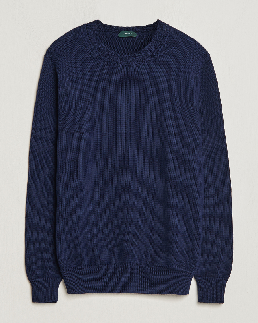 Herre | Trøjer | Zanone | Soft Cotton Crewneck Sweater Navy