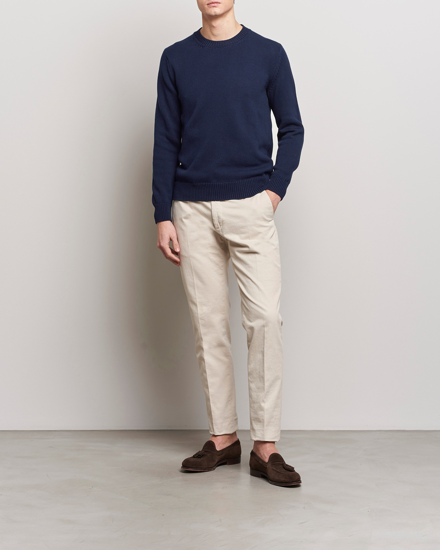 Herre | Trøjer | Zanone | Soft Cotton Crewneck Sweater Navy