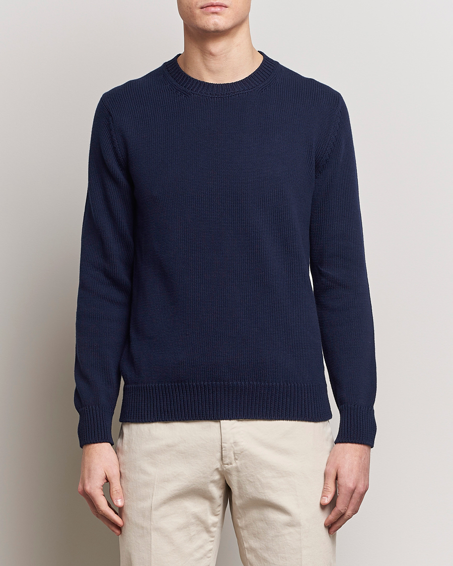 Herre | Trøjer | Zanone | Soft Cotton Crewneck Sweater Navy