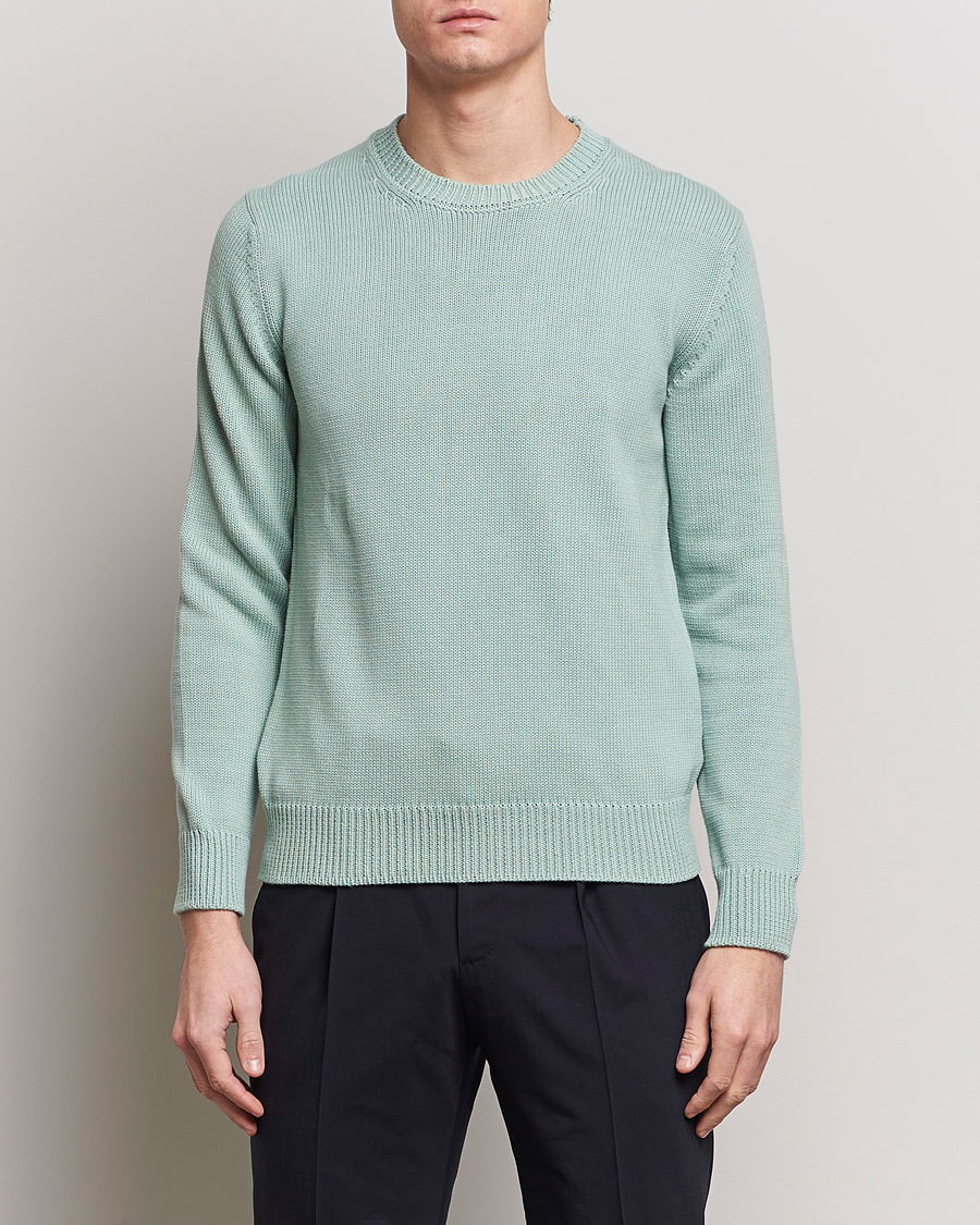 Herre | Personal Classics | Zanone | Soft Cotton Crewneck Sweater Mint
