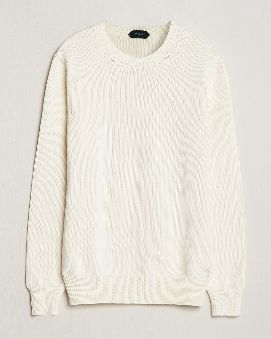 Herre | Trøjer | Zanone | Soft Cotton Crewneck Sweater Off White